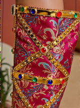 Tesni Floral Printed Rhinestone Boots