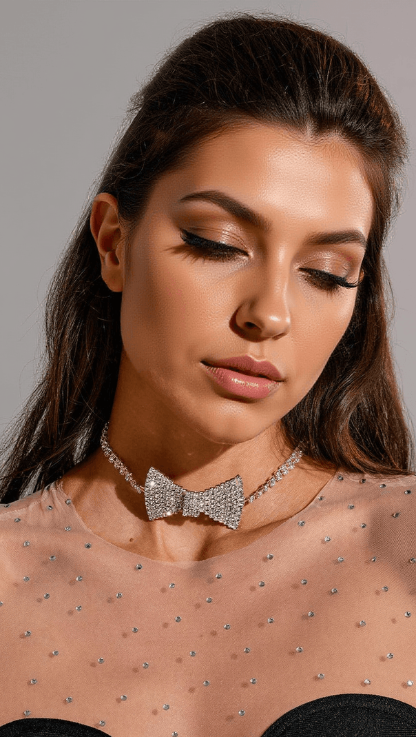 AIIZIE MELROSE BOW CRYSTAL CHOKER - product image