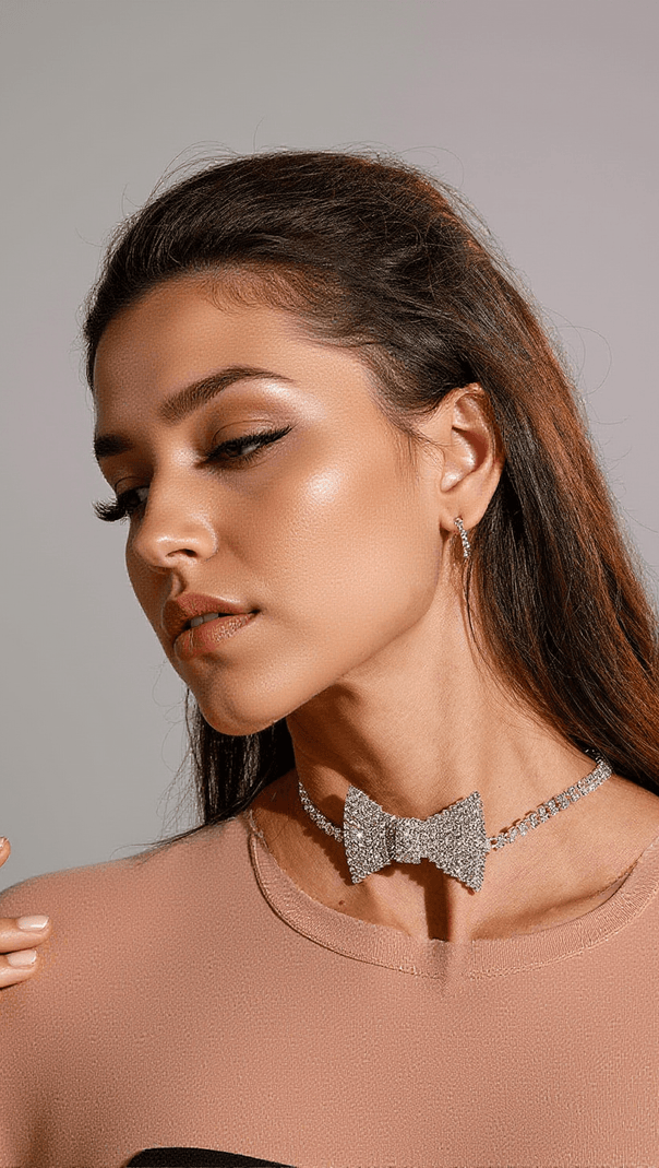 AIIZIE MELROSE BOW CRYSTAL CHOKER - product image