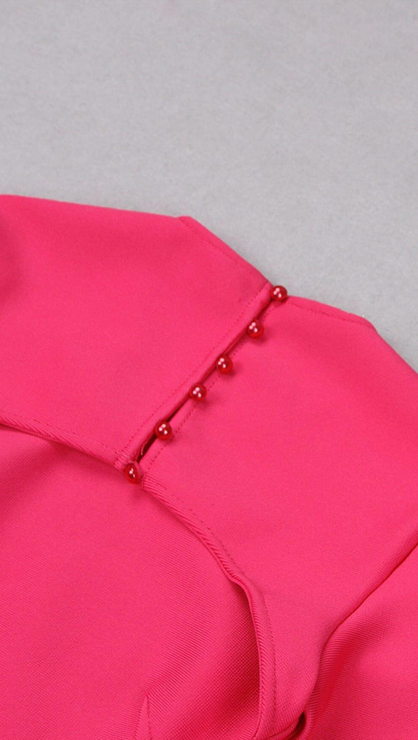 AIIZIE LONG SLEEVE OPEN BACK SLIT DRESS IN ROSE RED - product image