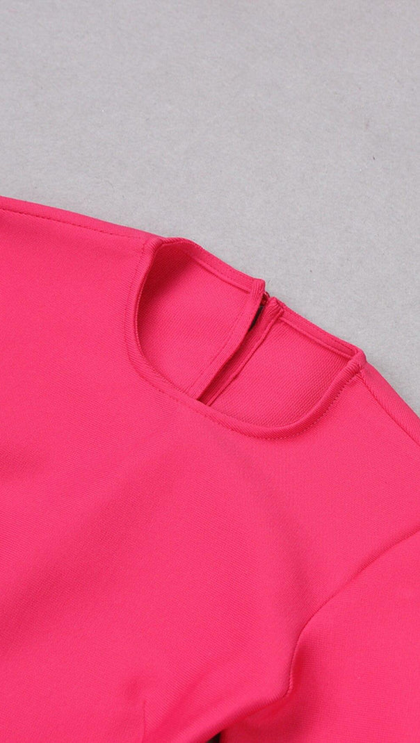 AIIZIE LONG SLEEVE OPEN BACK SLIT DRESS IN ROSE RED - product image