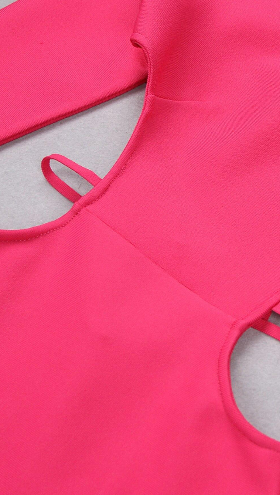 LONG SLEEVE OPEN BACK SLIT DRESS IN ROSE RED