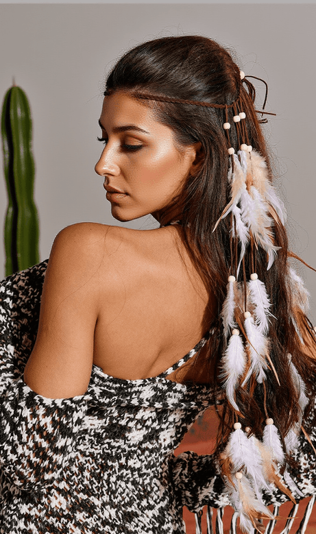 Rosario Feather Fringe Headband