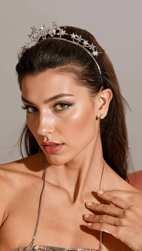 HALIMA CRYSTAL PEARL STAR HEADBAND