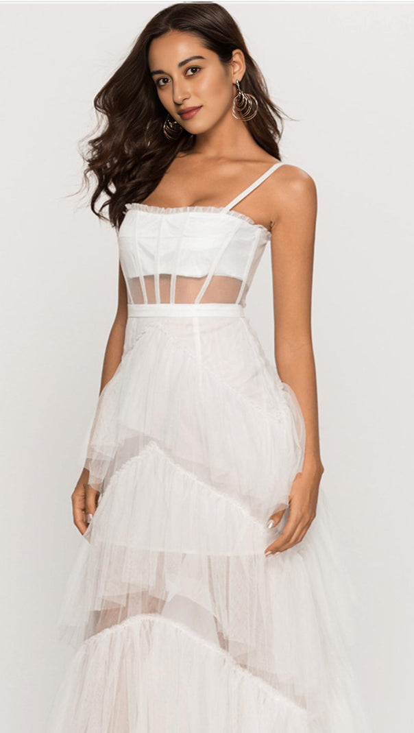 AIIZIE SEASIDE MESH FISHBONE MAXI DRESS - product image
