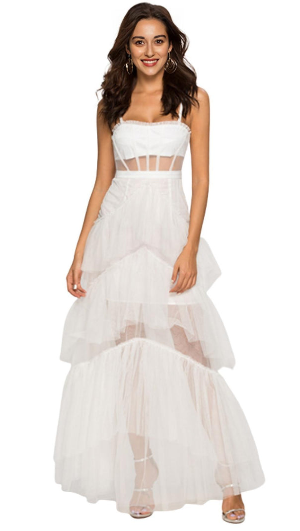 AIIZIE SEASIDE MESH FISHBONE MAXI DRESS - product image