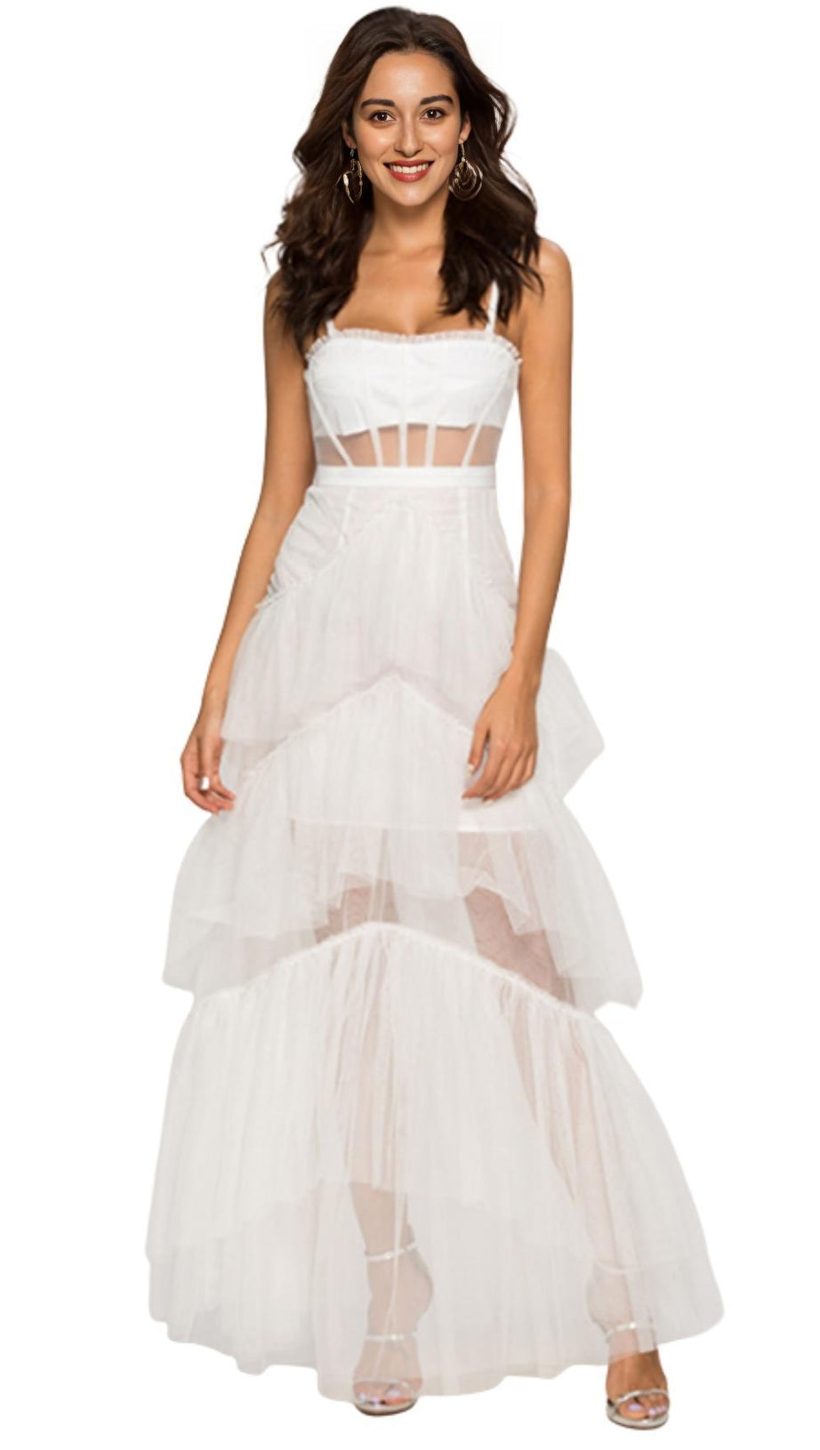 SEASIDE MESH FISHBONE MAXI DRESS