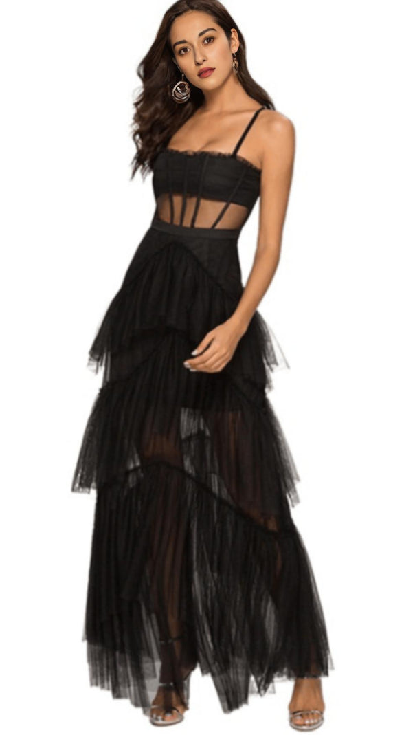 AIIZIE SEASIDE MESH FISHBONE MAXI DRESS - product image