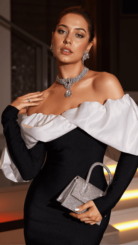 NANETTE OFF SHOULDER BANDAGE DRESS