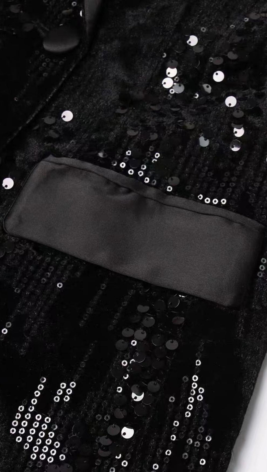 V NECK SEQUIN FEATHER BLAZER IN BLACK