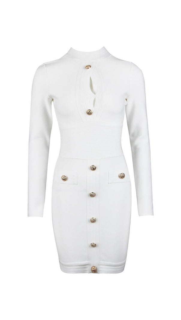 AIIZIE CUTOUT LONG SLEEVE MINI DRESS IN WHITE - product image