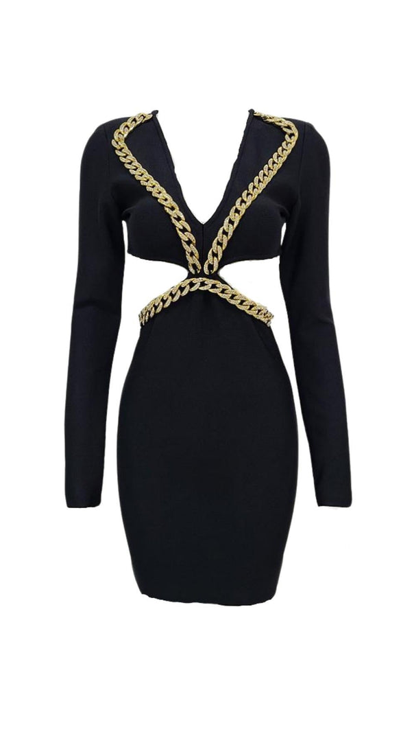 AIIZIE BANDAGE PARTY MINI DRESS IN BLACK - product image