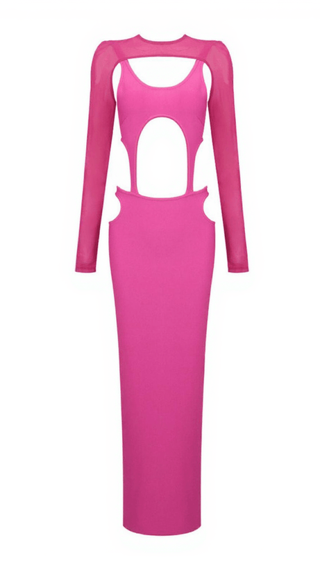 BRONWYN LONG SLEEVE CUTOUT SPLIT MAXI DRESS