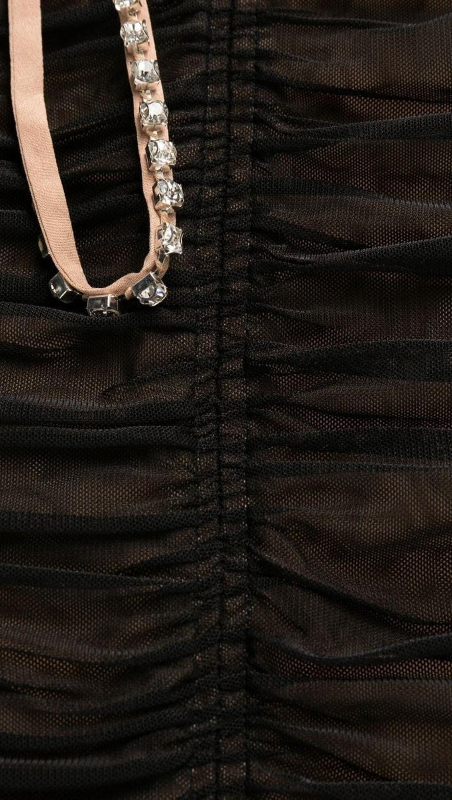 BOW MESH STRAPPY MIDI DRESS IN BLACK