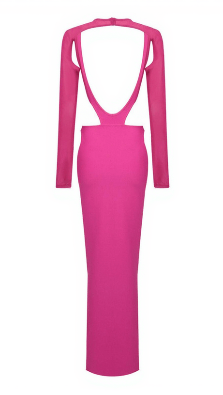 BRONWYN LONG SLEEVE CUTOUT SPLIT MAXI DRESS