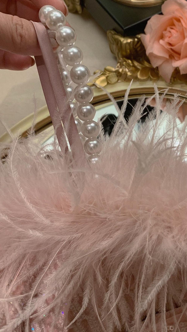 AIIZIE OFF SHOULDER FEATHER MINI DRESS IN PINK - product image