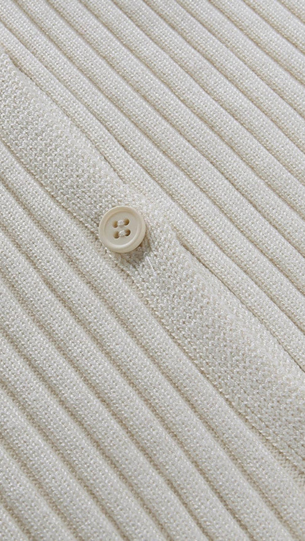 Beige Wool Collar Knit Top