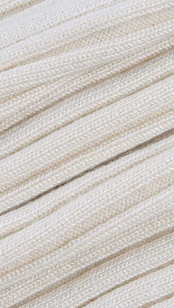 Beige Wool Collar Knit Top