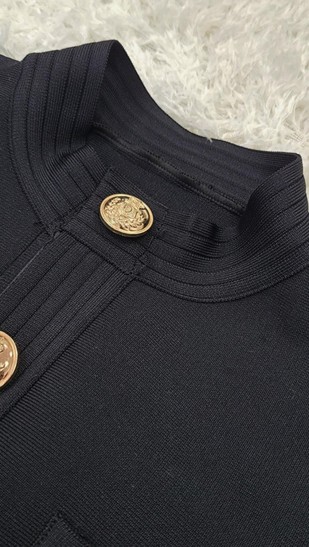 AIIZIE BLACK BUTTONS LONG SLEEVE TWO PIECES SUIT - product image