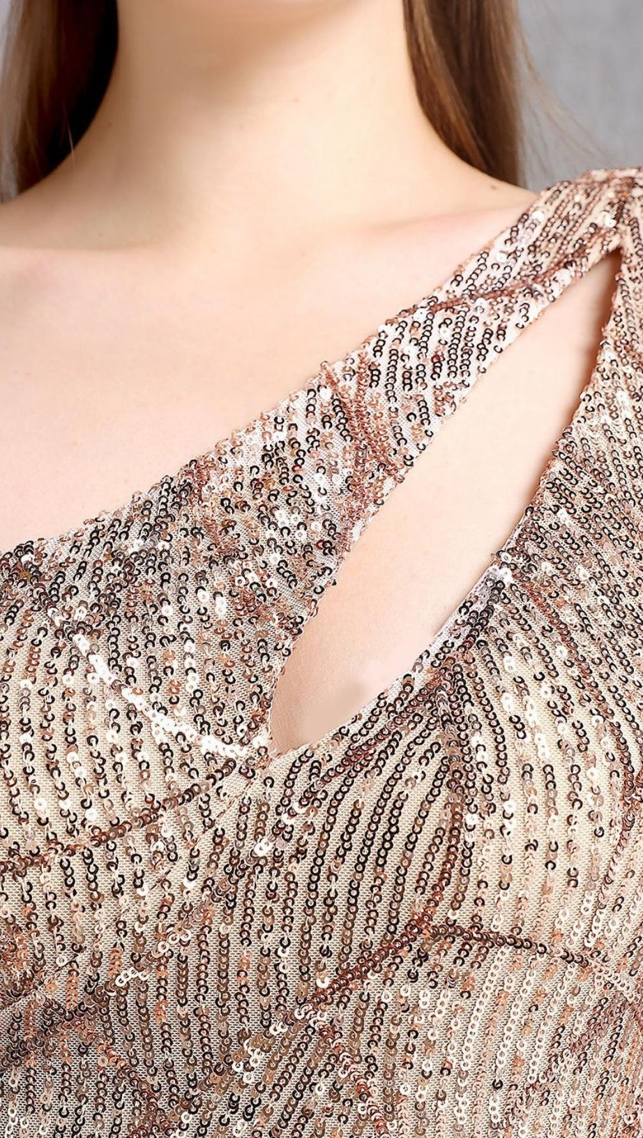 CHAMPAGNE CUTOUT SEQUIN MAXI DRESS