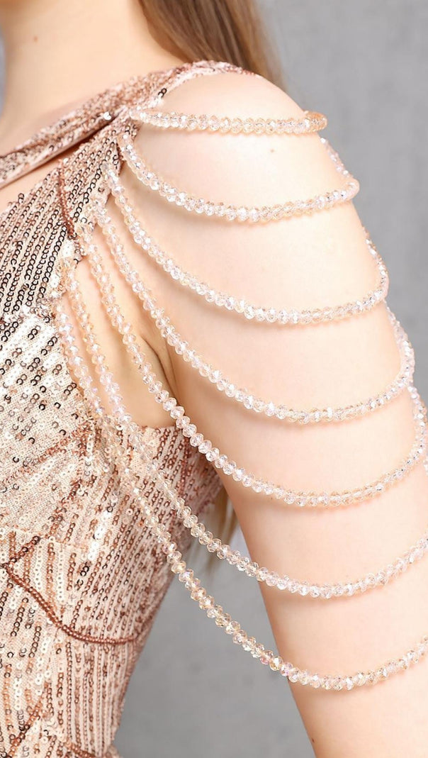 Champagne Cutout Sequin Maxi Dress