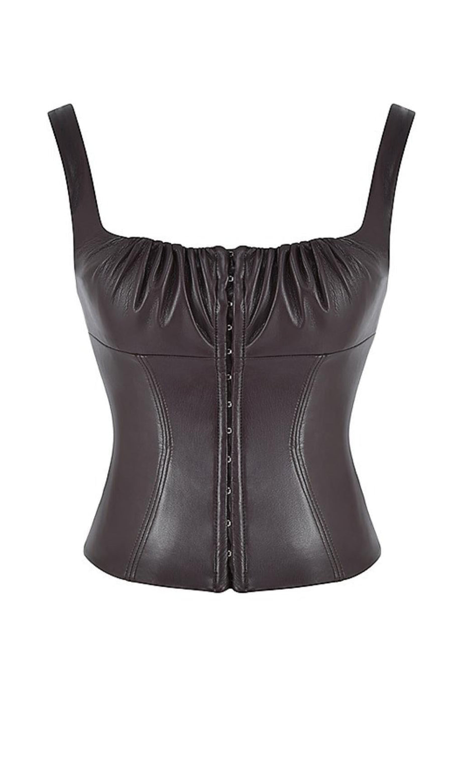 CORSETTO IN PELLE VEGANA COLOR CIOCCOLATO