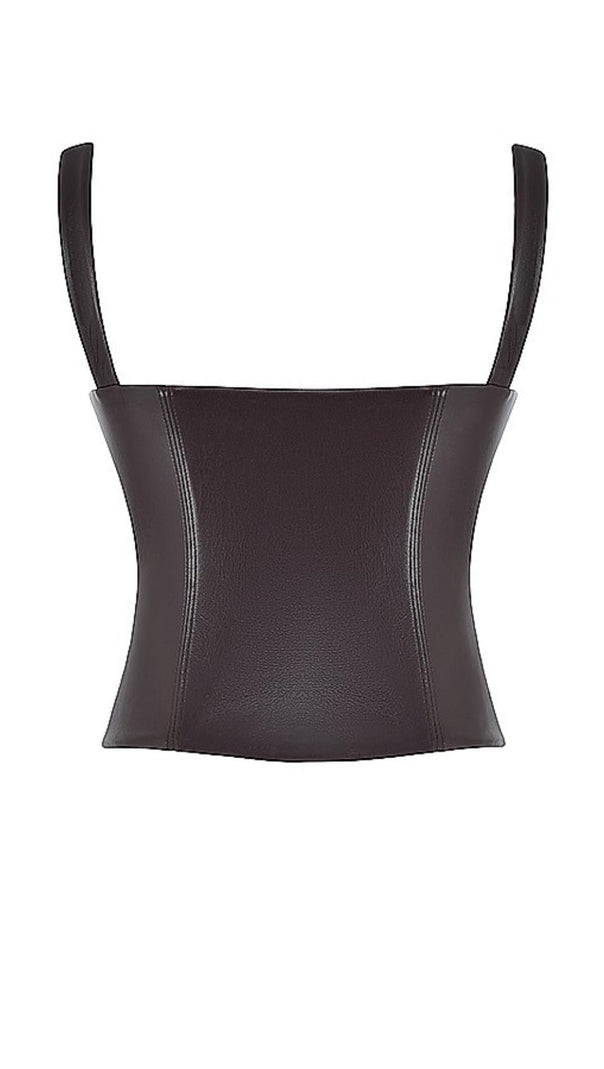 AIIZIE VEGAN LEATHER CORSET IN CHOCOLATE - product image