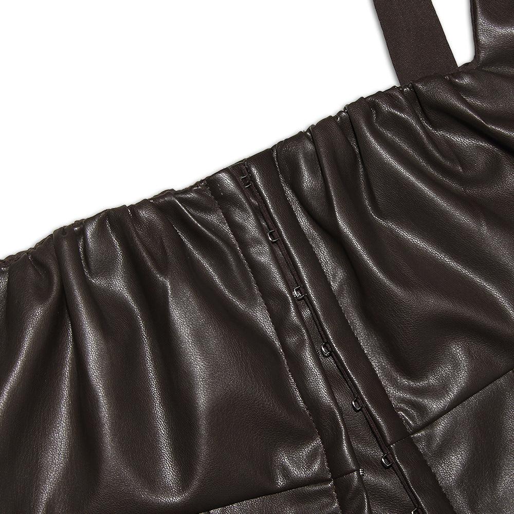 AIIZIE VEGAN LEATHER CORSET IN CHOCOLATE - product image