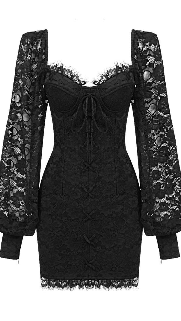 AIIZIE BUD SILK MINI DRESS IN BLACK - product image