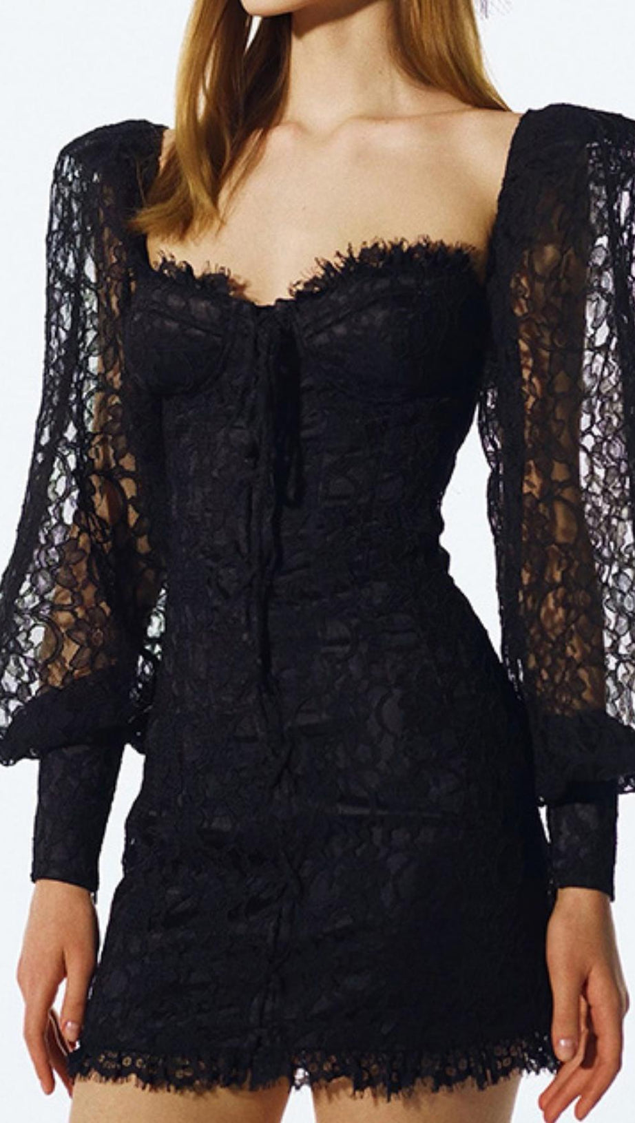 BUD SILK MINI DRESS IN BLACK