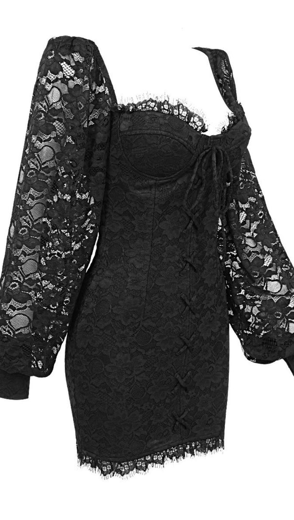 AIIZIE BUD SILK MINI DRESS IN BLACK - product image