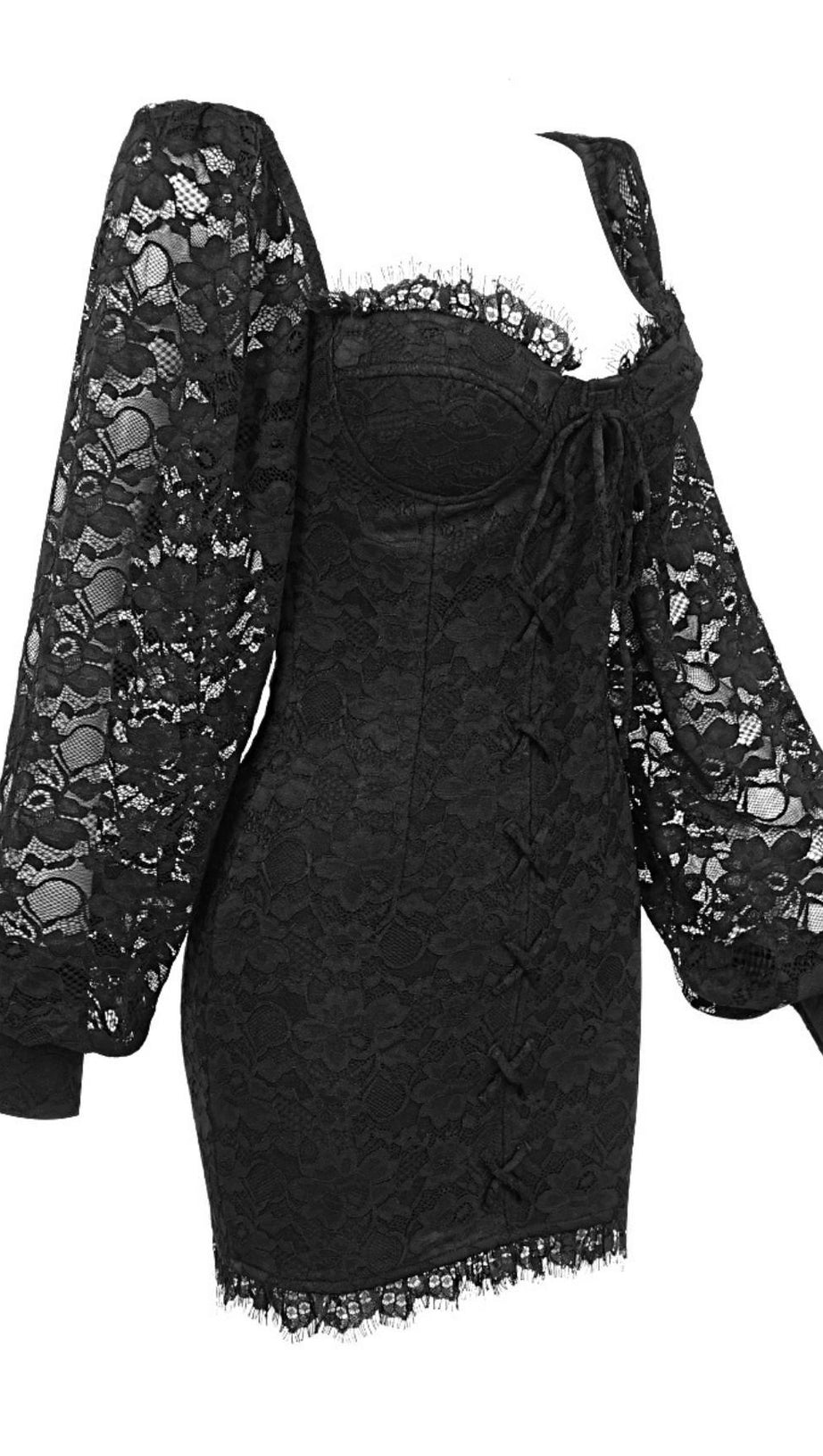 BUD SILK MINI DRESS IN BLACK