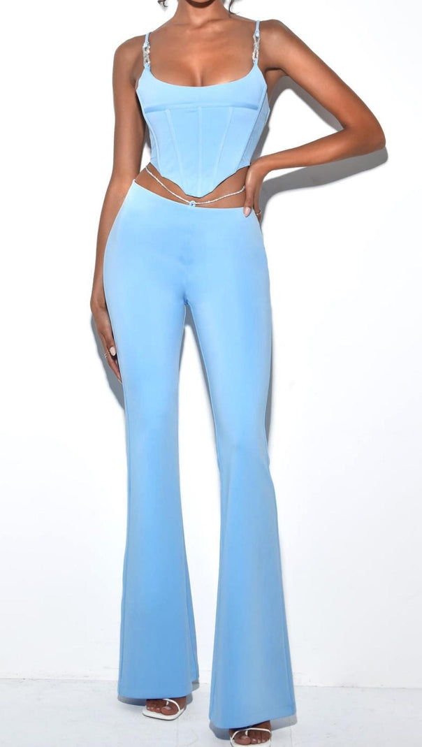 AIIZIE CORSET CAMISOLE TWO-PIECE SUIT IN BLUE - product image