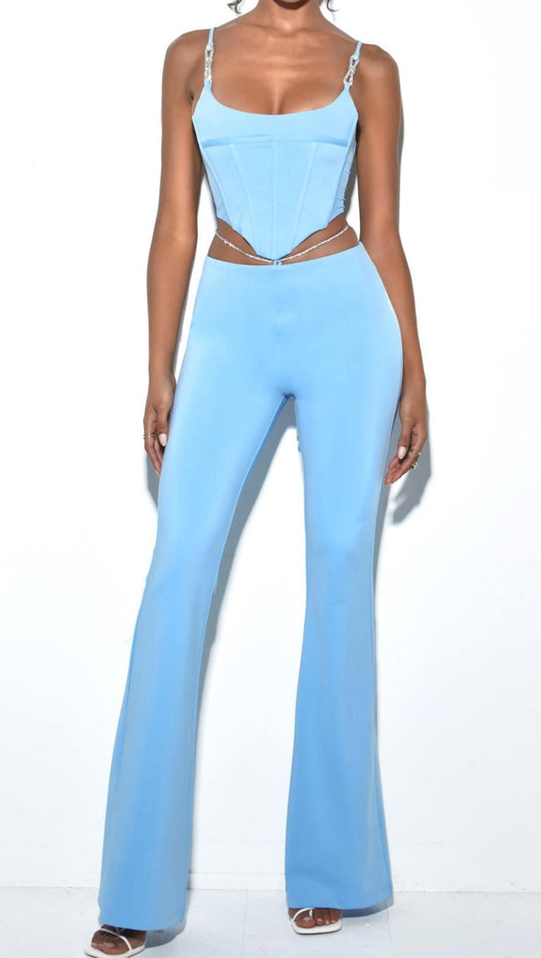 AIIZIE CORSET CAMISOLE TWO-PIECE SUIT IN BLUE - product image