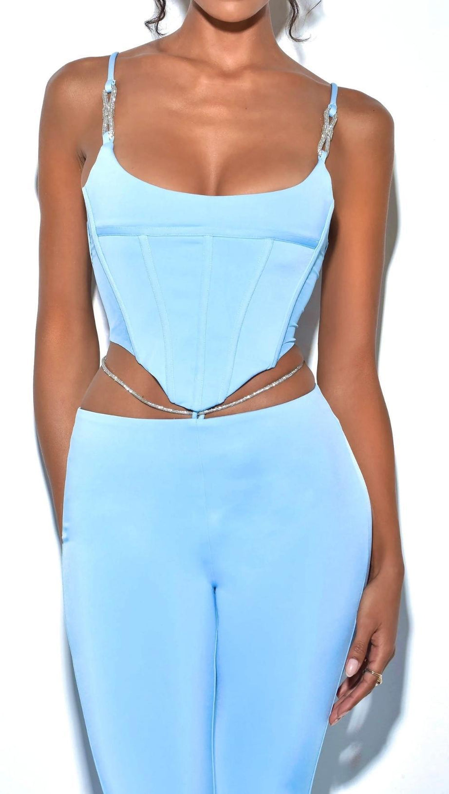 KORSETT-CAMISOLE-ZWEITEILIGER ANZUG IN BLAU