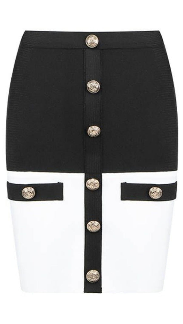 AIIZIE BANDAGE BUTTONS SPLICING SKIRT - product image