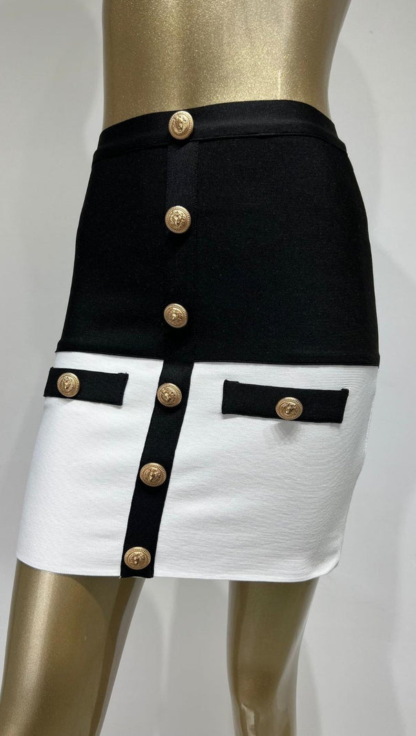 AIIZIE BANDAGE BUTTONS SPLICING SKIRT - product image