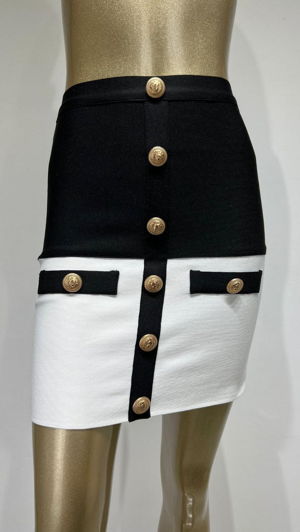 AIIZIE BANDAGE BUTTONS SPLICING SKIRT - product image