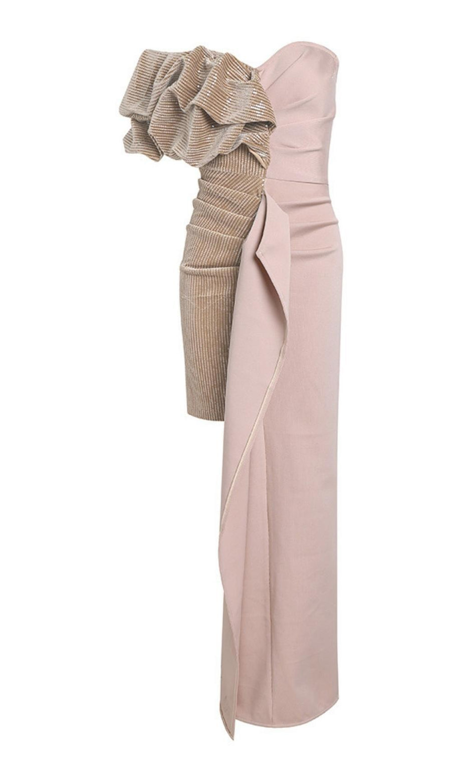 ABITO MIDI CON SPILLA E RUCHES