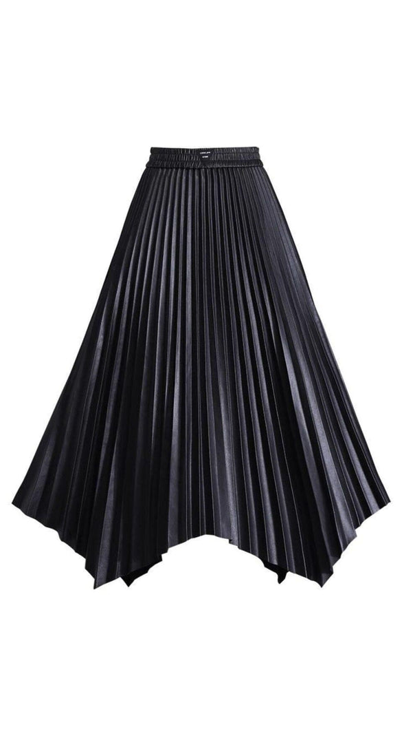 AIIZIE LEATHER PLEATED SKIRT IN BLACK - product image