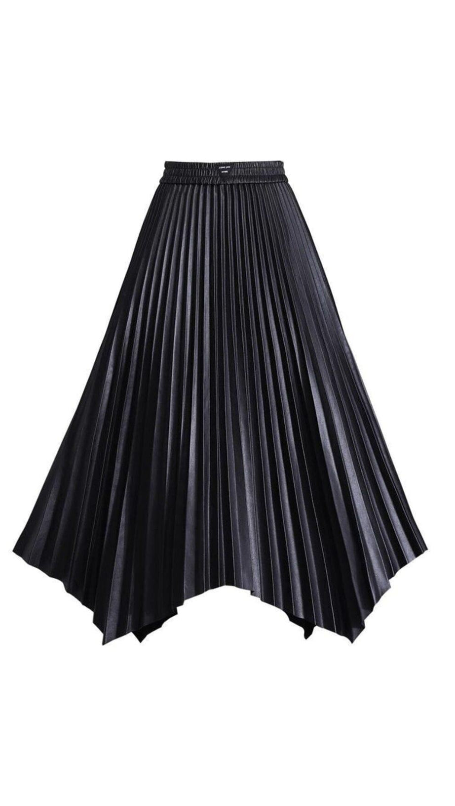 LEATHER PLEATED SKIRT IN BLACK