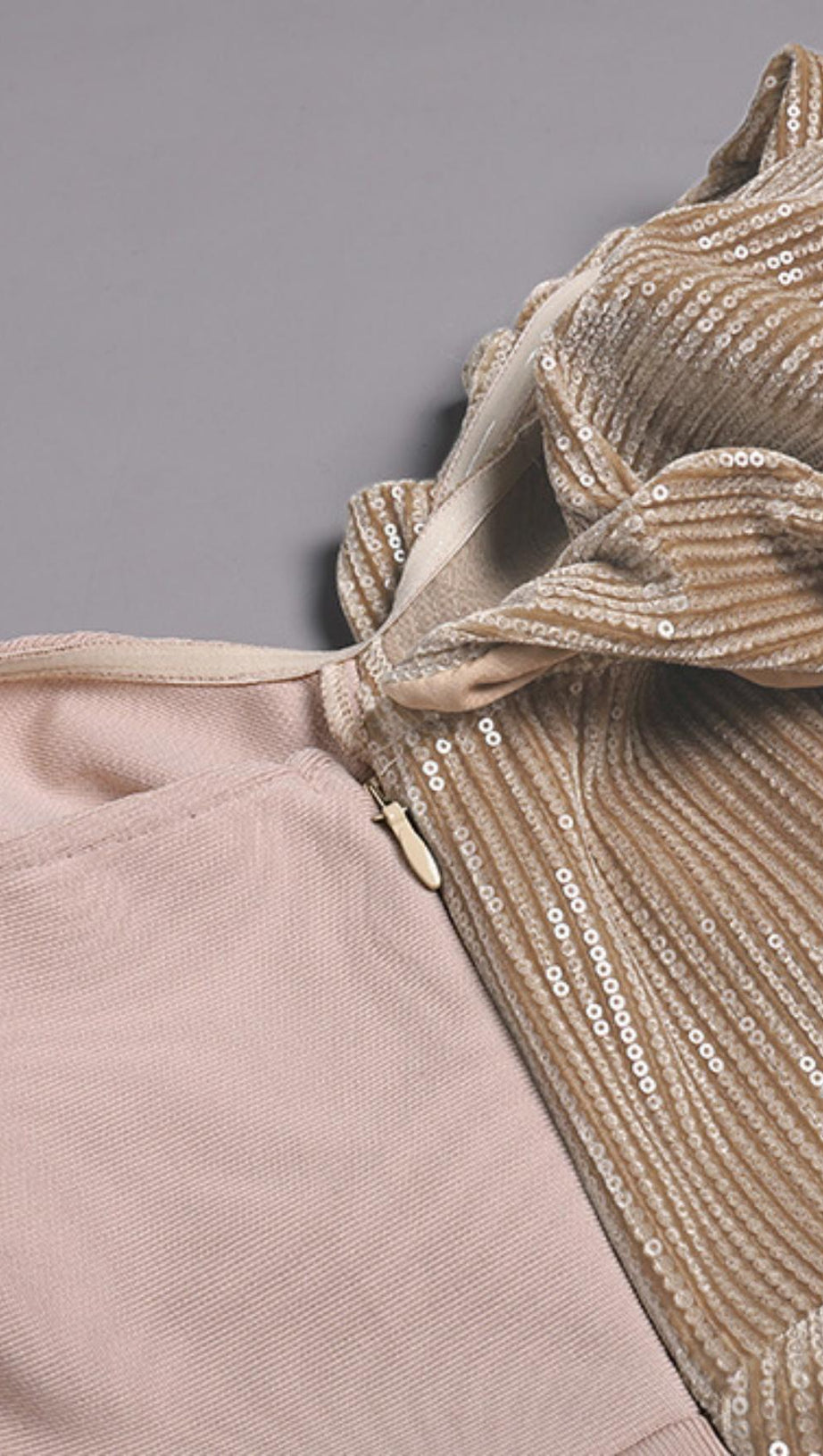 RUCHED STRAPLESS SPLICING MIDI DRESS