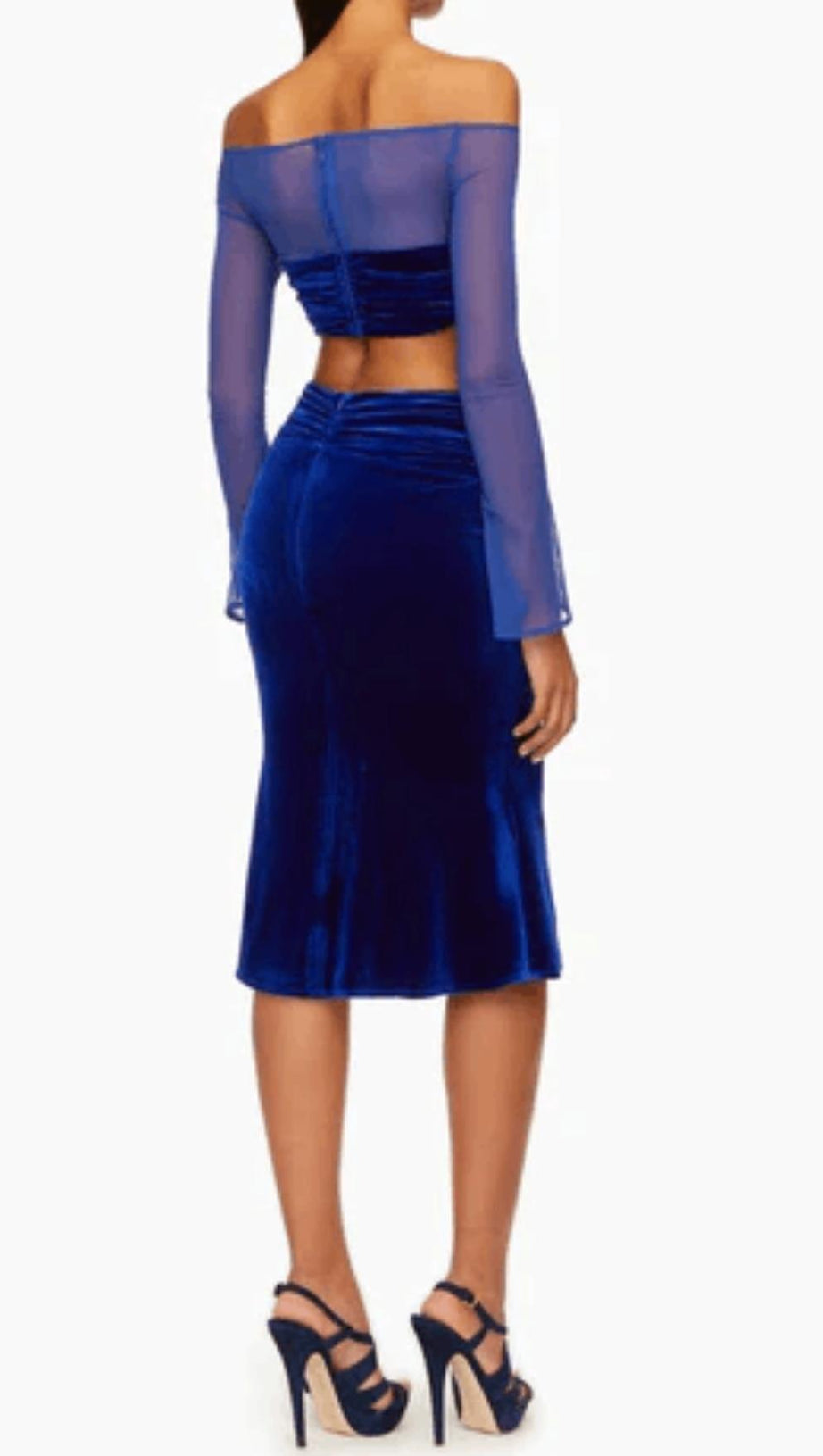 Zweiteiliger Anzug mit Netzärmeln aus Samt