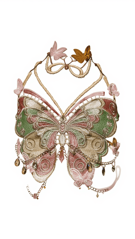 Mawar – Oberteil mit Stern-Schmetterlingsstickerei