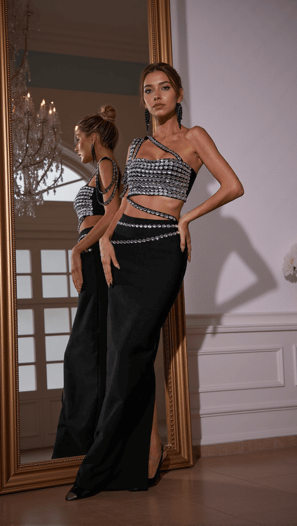 AIIZIE HANIA RHINESTONE BANDAGE SKIRT SET - product image