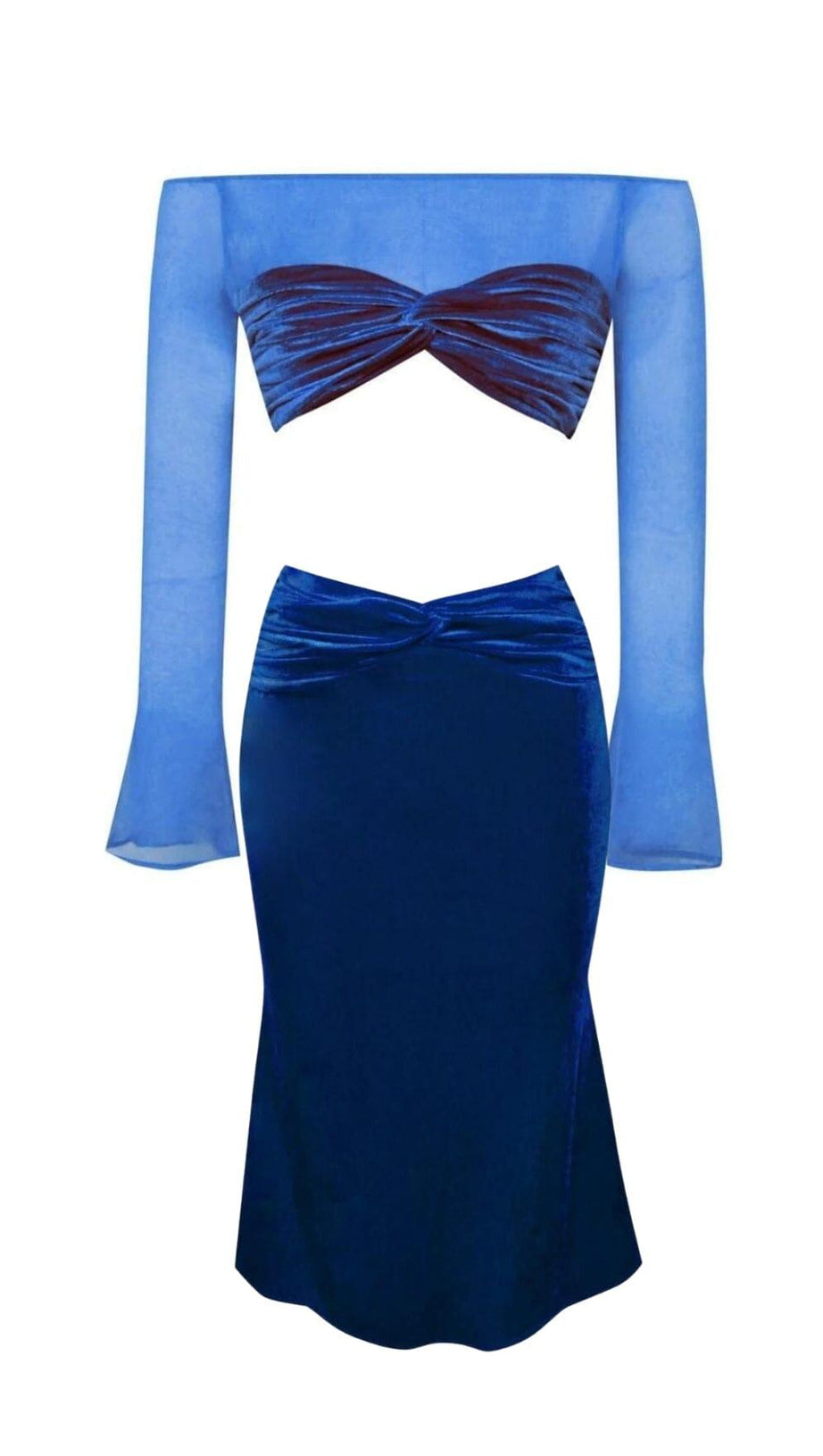 Zweiteiliger Anzug mit Netzärmeln aus Samt