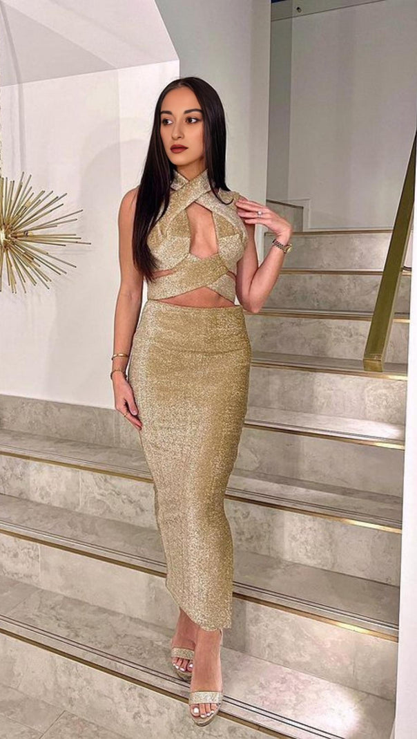 AIIZIE FRENCH CHAMPAGNE GOLD DRESS - product image
