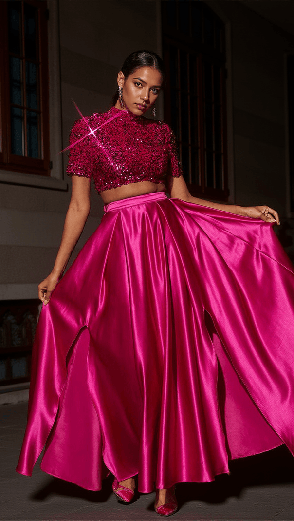 AIIZIE GINEBRA SHORT SLEEVE SPLIT SKIRT SET - product image