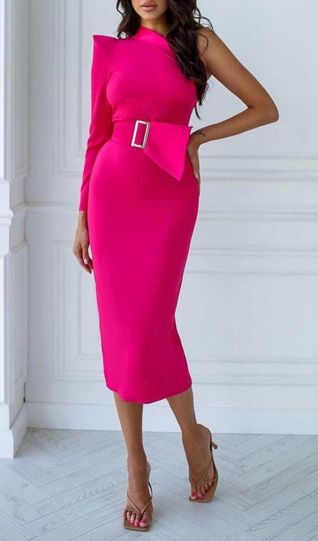 MIDIKLEID MIT EINER SCHULTER IN ROSA