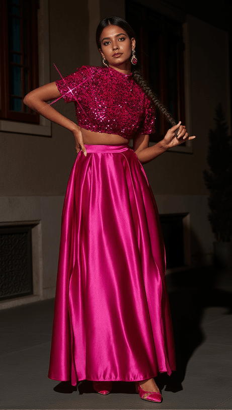 GINEBRA SHORT SLEEVE SPLIT SKIRT SET